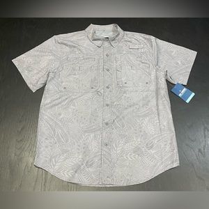 New Reel Legends Saltwater II Gray Fish Button Up Shirt Men Shirt Medium